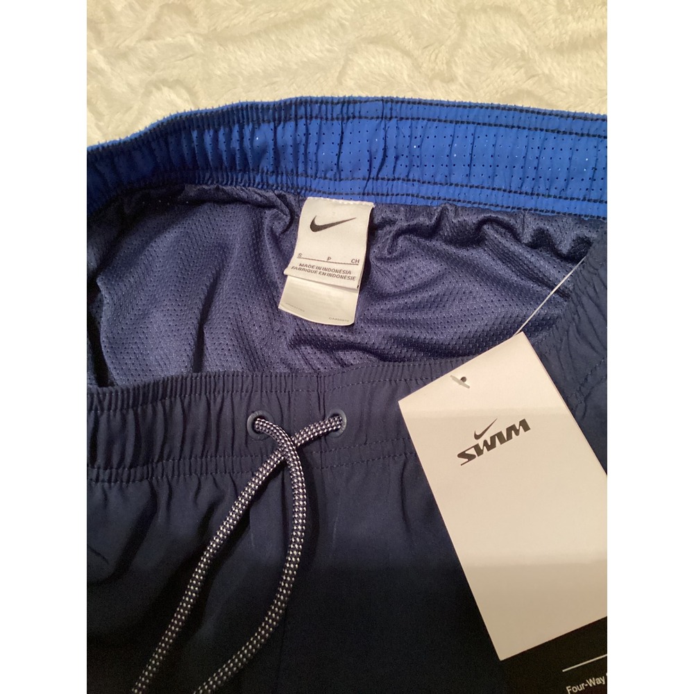 Nike Swim Mens Navy Blue Colorblock Board Shorts 4-Way Stretch NESSA482-440 S - Picture 6 of 6